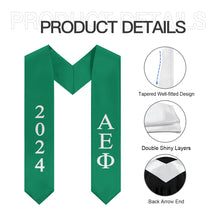 Load image into Gallery viewer, Alpha Epsilon Phi 2024 Graduation Stole - Support Green