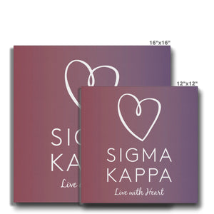 Sigma Kappa Live With Heart Gradient Canvas