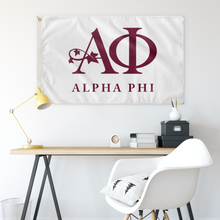 Load image into Gallery viewer, Alpha Phi Full Logo Sorority Flag - White &amp; Bordeaux