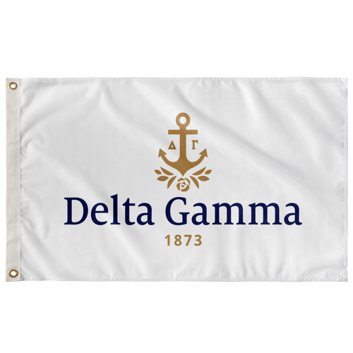 Delta Gamma Sorority Flag - Logo White DG Navy Cable Bronze