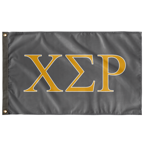 Chi Sigma Rho Greek Flag -  Silver Grey, Light Gold & White