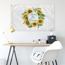Load image into Gallery viewer, Alpha Chi Omega Sunflower Wreath Greek Flag