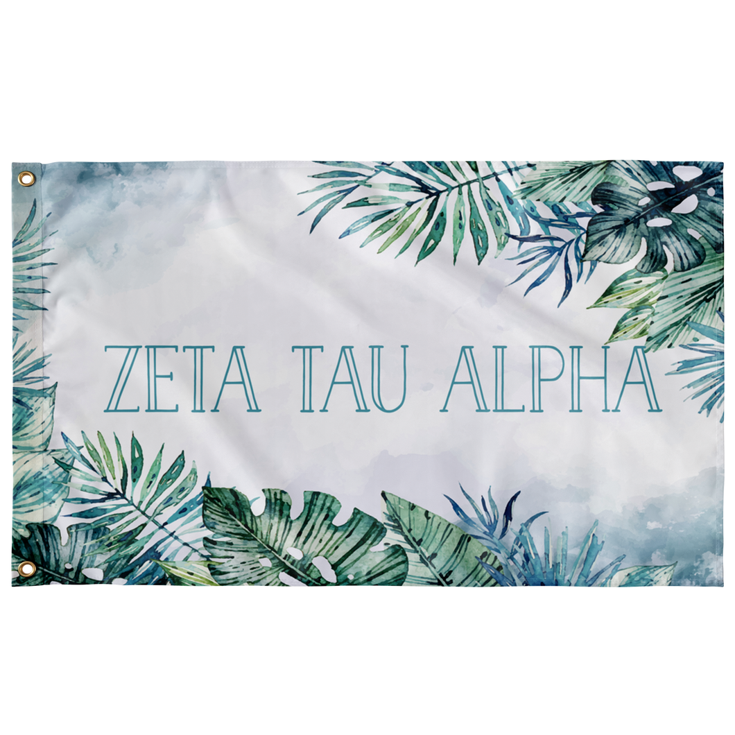 Zeta Tau Alpha Tropical Teal Greek Flag