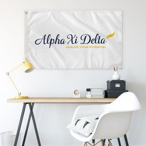 Alpha Xi Delta Sorority Flag - Logo White Multi