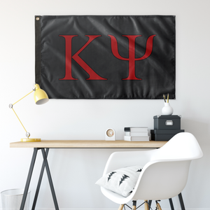 Kappa Psi Fraternity Letter Flag - Dark Gray, Red & Black