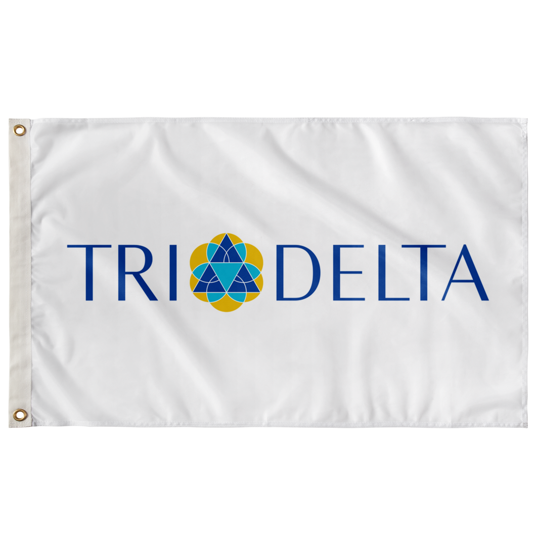 Tri Delta Logo Sorority Flag - White & Full Color