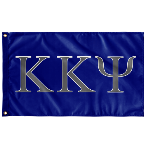 Kappa Kappa Psi Fraternity Flag - Blue, Silver Grey & White