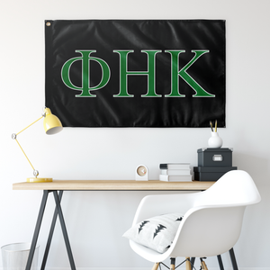 Phi Eta Kappa Fraternity Flag - Black, Kelly Green & White