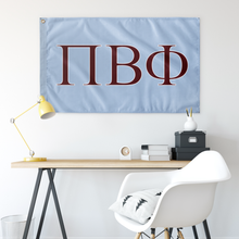 Load image into Gallery viewer, Pi Beta Phi Sorority Flag - Oxford Blue, Foliage Rose &amp; White