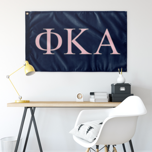 Phi Kappa Alpha Greek Flag - Navy, Pink & Silver