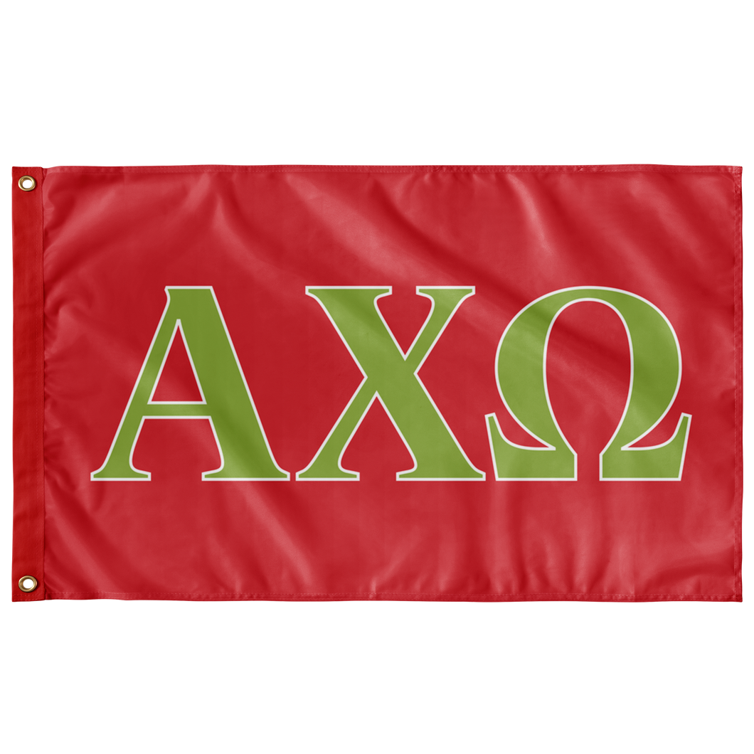 Alpha Chi Omega Sorority Flag - Scarlet, Greencastle & White