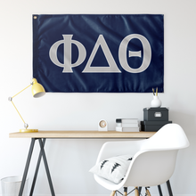 Load image into Gallery viewer, Phi Delta Theta Fraternity Flag - Dark Blue, Silver &amp;  White