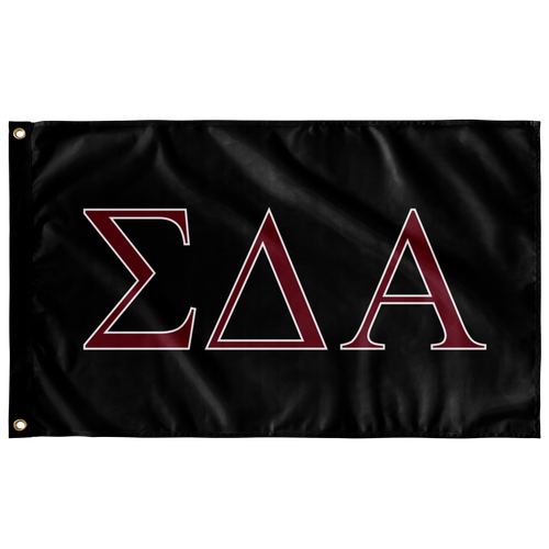Sigma Delta Alpha Fraternity Flag - Black, Foliage Rose & White
