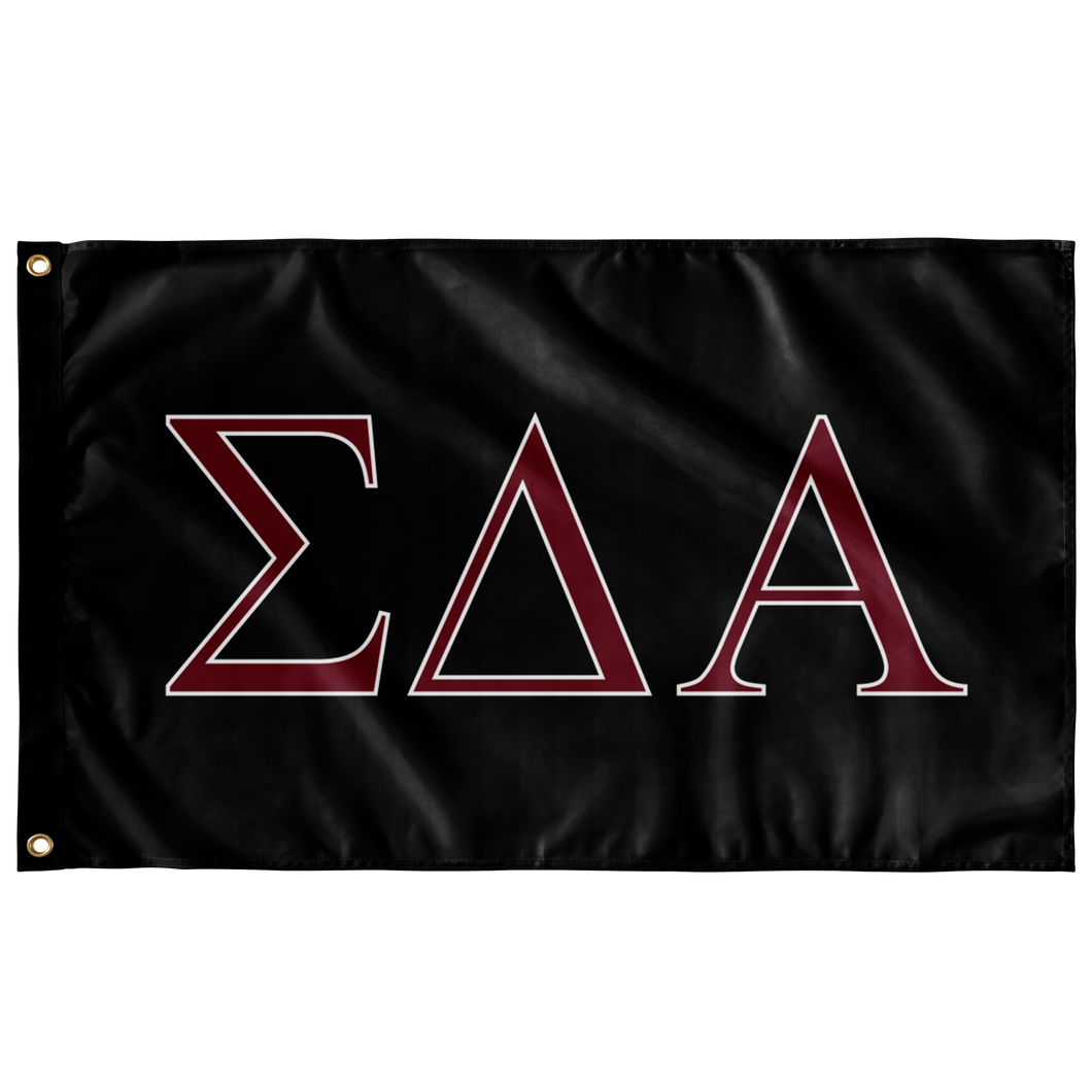 Sigma Delta Alpha Fraternity Flag - Black, Foliage Rose & White
