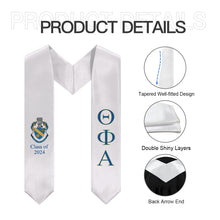 Load image into Gallery viewer, Theta Phi Alpha + Crest + Class of 2024 Graduation Stole - White, Navy &amp; Goldenrod