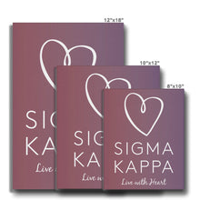 Load image into Gallery viewer, Sigma Kappa Live With Heart Gradient Canvas
