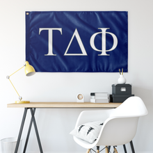 Load image into Gallery viewer, Tau Delta Phi Fraternity Flag - Royal, White &amp; Silver Grey