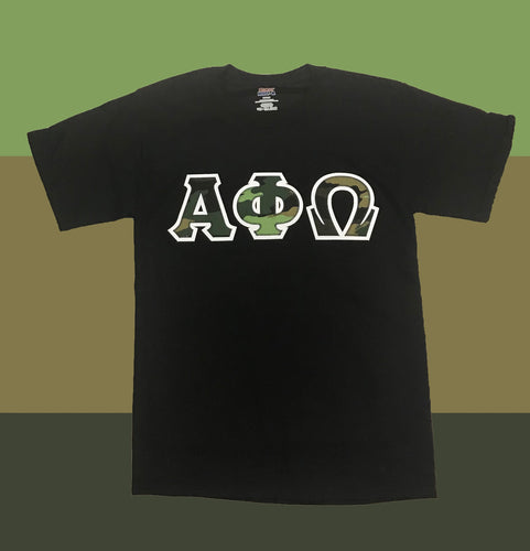 Alpha Phi Omega Camo Fraternity Letter Shirt