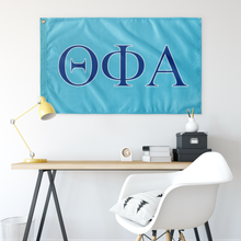 Load image into Gallery viewer, Theta Phi Alpha Sorority Flag - Turquoise, Navy &amp; White