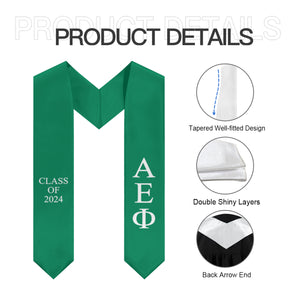 Alpha Epsilon Phi Class of 2024 Sorority Stole - Support Green & White