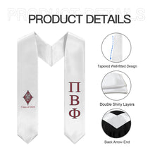 Load image into Gallery viewer, Pi Beta Phi + Crest + Class of 2024 Graduation Stole - White, Wine &amp; Black
