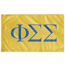Load image into Gallery viewer, Phi Sigma Sigma Sorority Flag - Yellow, Blue &amp; White