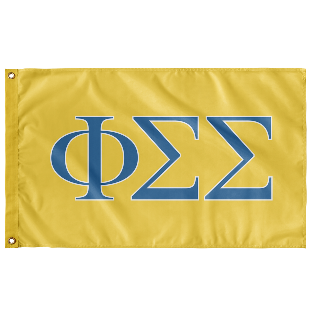 Phi Sigma Sigma Sorority Flag - Yellow, Blue & White