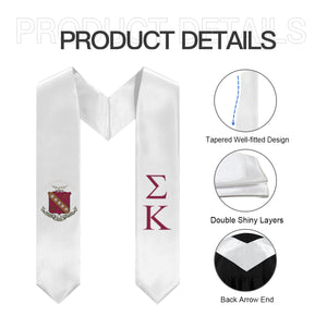 Sigma Kappa Graduation Stole With Crest - White