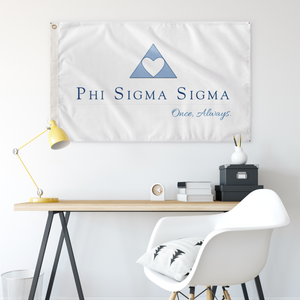 Phi Sigma Sigma Sorority Logo Flag - White