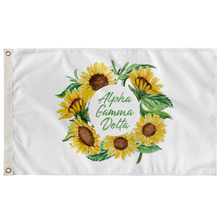 Load image into Gallery viewer, Alpha Gamma Delta Sunflower Wreath Greek Flag