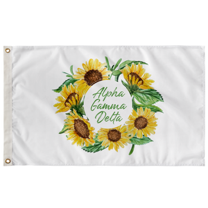 Alpha Gamma Delta Sunflower Wreath Greek Flag