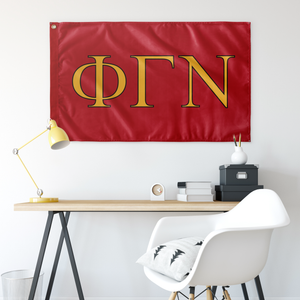 Phi Gamma Nu Wall Flag - Red, Light Gold, Black