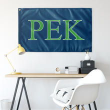 Load image into Gallery viewer, Rho Epsilon Kappa Greek Flag - Colonial Blue, Bright Green &amp; White