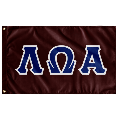 Lambda Omega Alpha Greek Block Flag - Maroon, Royal & White