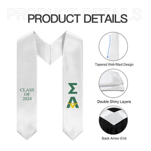 Sigma Alpha + Bull + Class of 2024 Sorority Stole - White