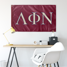 Load image into Gallery viewer, Lambda Phi Nu Fraternity Flag - Maroon, Ivory &amp; Navy