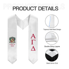 Load image into Gallery viewer, Alpha Gamma Delta + Crest + Class of 2024 Graduation Stole - White &amp; Red