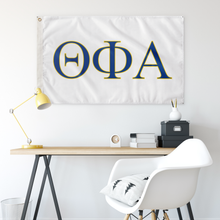 Load image into Gallery viewer, Theta Phi Alpha Sorority Flag - White, Navy &amp; Goldenrod