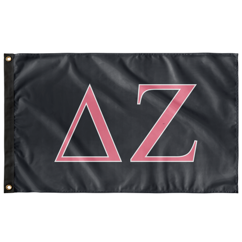 Delta Zeta Sorority Flag - Charcoal, Pink & White