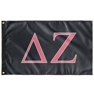Delta Zeta Sorority Flag - Charcoal, Pink & White