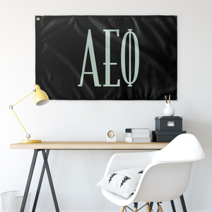 Alpha Epsilon Phi Sorority Letter Flag - Black & Pale Green