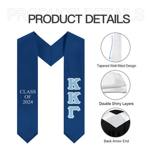 Kappa Kappa Gamma Greek Block Stole - Kappa Blue, Light Blue & White