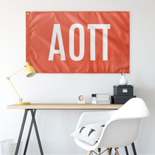 Load image into Gallery viewer, Alpha Omicron Pi Sorority Letters Flag - Sherbet &amp; White