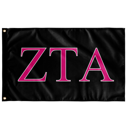 Zeta Tau  Alpha Sorority Flag - Black, Bright Pink & White