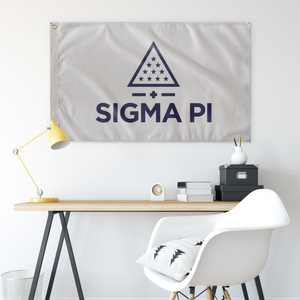 Sigma Pi Vertical Logomark Fraternity Flag - Silver & Purple