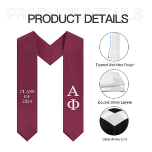 Alpha Phi Class of 2024 Sorority Stole - Bordeaux & White