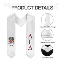 Load image into Gallery viewer, Alpha Gamma Delta + Crest + Class of 2024 Graduation Stole - White, Red &amp; Black