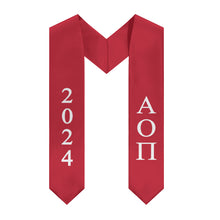 Load image into Gallery viewer, Alpha Omicron Pi 2024 Graduation Stole - Scarlet