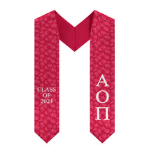 Load image into Gallery viewer, Alpha Omicron Pi Class of 2024 Sorority Stole - Roses &amp; White