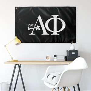 Alpha Phi Full Letters Sorority Flag - Black & White